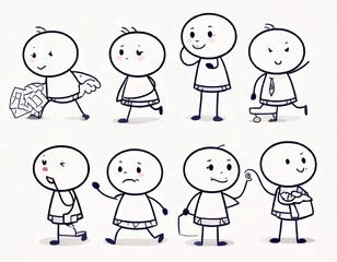  Stick Figure Vector with Expressions