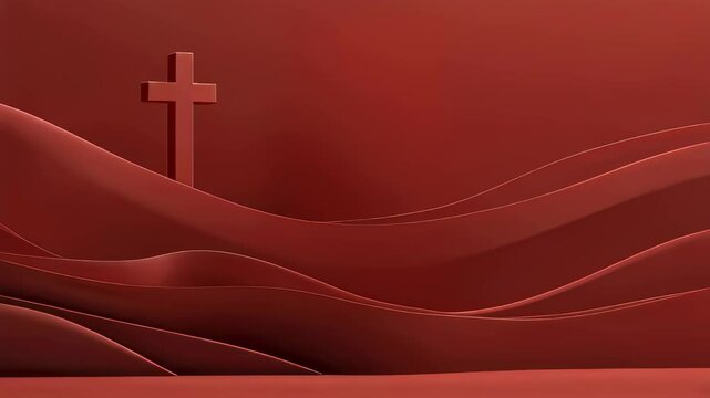 Modern Easter background with cross. Abstract Christian 3D symbols. The video can be used to illustrate the gospel event For Christian media