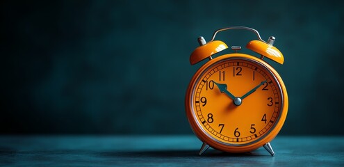 Orange Alarm Clock on Teal Background