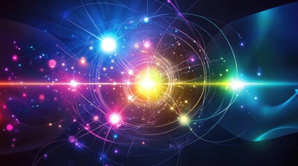 Obraz premium Vibrant energy field with swirling lights and interconnected nodes