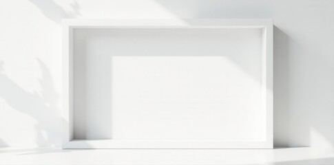 Realistic empty white frame, subtle shadow, pure white backdrop, card, minimal, shadow