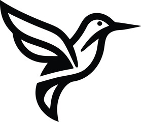 Modern minimalist bird silhouette icon in flight for logo design and branding