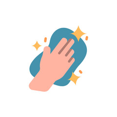 Hand cleaning surface symbol illustration with sparkly elements surrounding it