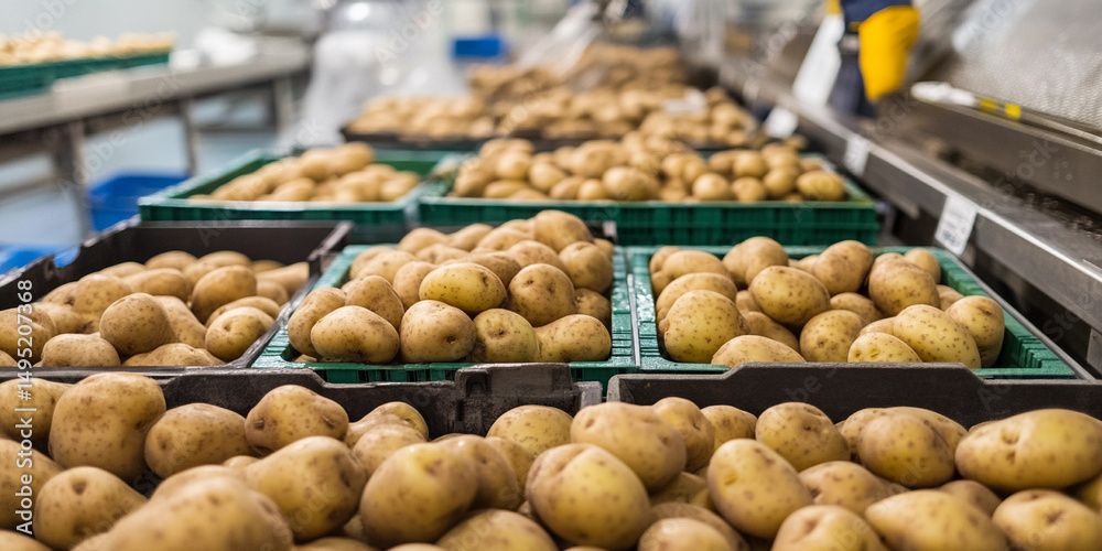 Poster View of potato processing at a food facility Generative AI