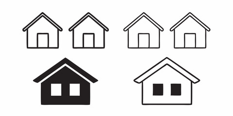 Fototapeta premium A versatile set of house and home building icons for real estate business and residential property design