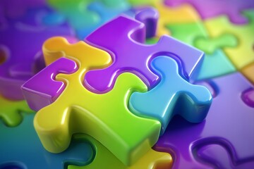 Obraz premium Colorful puzzle pieces have become an international emblem for autism spectrum disorder awareness and acceptance