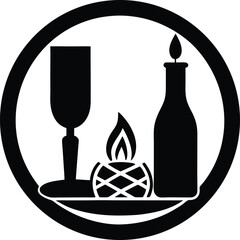 wine bottle and glass