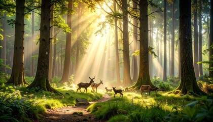 Obraz premium World Environment Day Concept with Children Planting Trees and Eco Icons