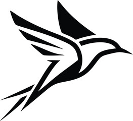 Modern minimalist bird silhouette in flight single stroke logo design