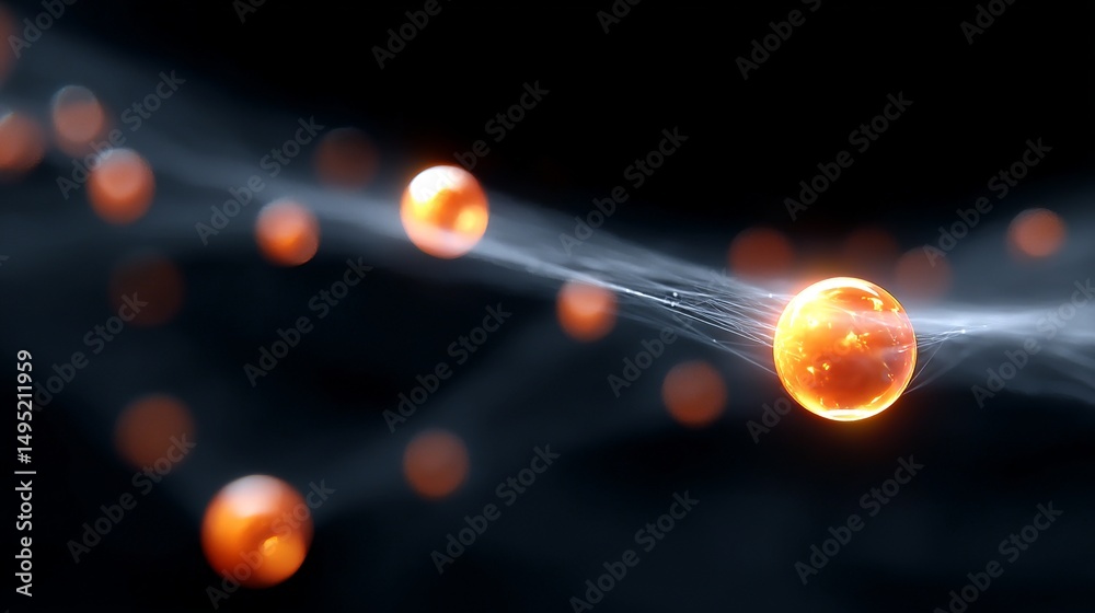 Wall mural a stunning image showcasing floating particles in a dark background. the glowing orbs create a sense