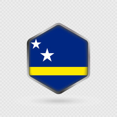 Curacao flag icon in hexagon shape.