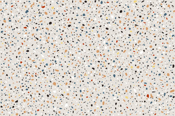 Terrazzo marble flooring seamless texture. Natural stones, granite, marble, quartz, limestone, concrete. Beige background with colored chips.