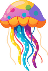 jellyfish color vector icon on white or transparent background
