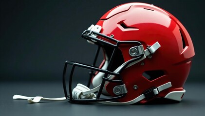 Fototapeta premium Close-up of football helmet, laces tied tight, leather, touchdown, american football