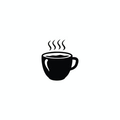 Steaming coffee cup icon for cafe and beverage branding.