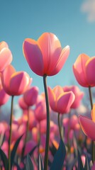 digital technology colorful tulip flowers illustration poster background