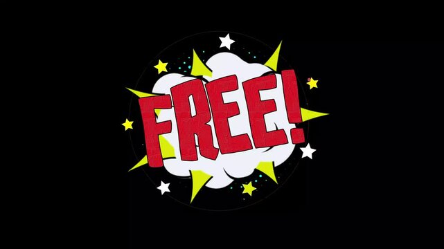 free Pop Art Comic Bubble Explosion  Text Message animation, cartoon bubble explosions, free comic text message animation on black screen background. 4K Animation