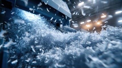 Paper Shredder Machine Processing Documents, Illustrating Data Destruction and Information Security for Business Compliance : Generative AI