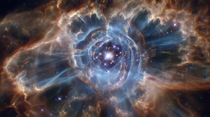 Fototapeta premium Vibrant nebula, cosmic explosion, and swirling stellar matter coexist in space