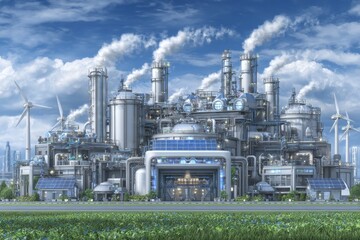 Obraz premium Green hydrogen is produced at an innovative facility that uses renewable energy