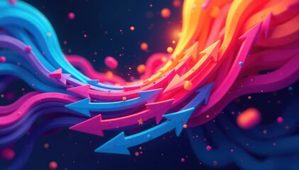 Abstract curved arrows forming a swirling pattern, dynamic and vibrant , abstract, shape