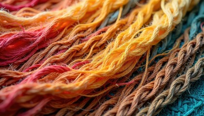 Close-up of natural fiber background texture Woven threads, organic material , background, tan