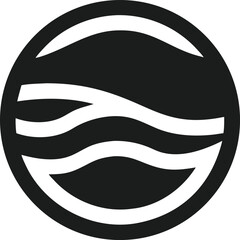 Minimalist circle logo design featuring simple wavy lines inside the shape
