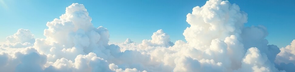 Obraz premium Large, fluffy clouds drift lazily across a picturesque outdoor scene , dreamy, wide