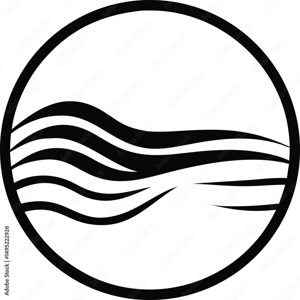 Poster minimalist circle logo design with simple wave line element vector shape