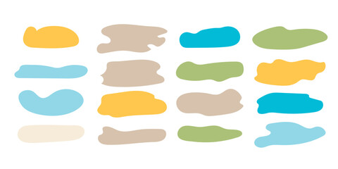 Hand drawn organic rectangle frames. Abstract doodle liquid shapes. Organic free flat blobs. Irregular fluid bubbles. Empty text box. Vector illustration isolated on white background.