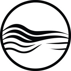 Minimalist circle logo design with simple wave line element vector shape