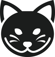 Minimalist black silhouette of a cat face perfect for a logo design