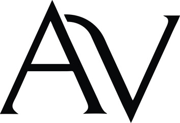 Minimalist flat monogram logo design combining letters a and v in silhouette