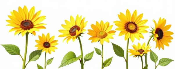 Obraz premium Simple white sunflower clip art, botanical illustration , decoration, bloom, sunflower