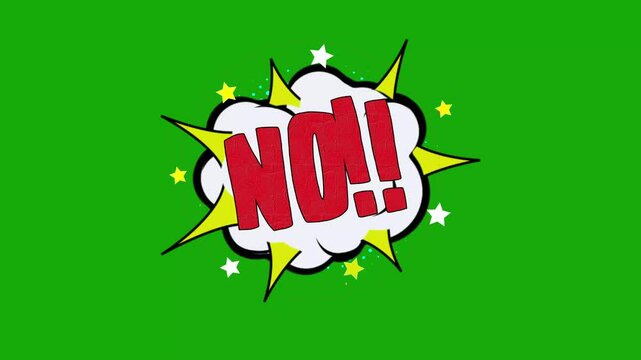 no Word cartoon bubble explosions Popup Style Expressions Colored Bomb, no Pop Art Comic Text Animation with Exploding Cartoon Bubbles on Green Screen Background in 4K Motion Graphics.