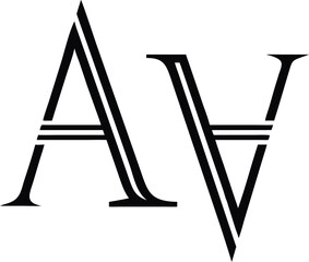 Minimalist monogram logo design combining the letters a and v for branding