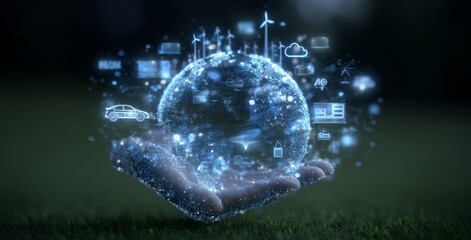 Obraz premium The Sustainable Development Goals are key to the environmental technology concept, which emphasizes the importance of renewable resource technology in reducing pollution and protecting the natural