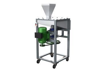  an industrial processing machine, possibly a shredder, granulator, or chipper.  a top-loading hopper and a side discharge chute, this equipment CASSAVA ONION POTATO CHIPS CRACKERS THINLY CUT on a PNG