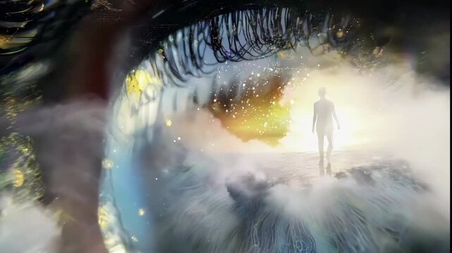 Zoom Into Mystical World Reflected in Eye