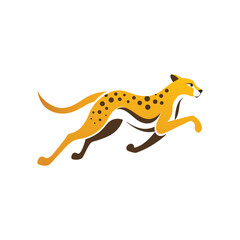 Fototapeta premium Flat and Minimal Luxury running cheetah animal logo vector illustration isolated on white background