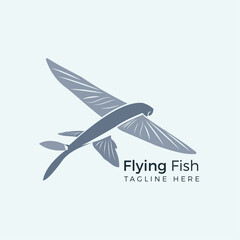 Fototapeta premium Flying fish logo, Minimal Aquatic Brand Symbol
