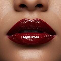 Fototapeta premium mouth face lips make up cosmetics lipstick glow beautiful model