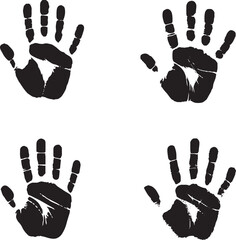Inked Handprint Silhouettes on White Background