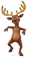 Cartoon reindeer merrily dances wearing patterned antlers