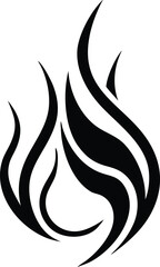 Minimalist abstract flame icon single line design suitable for logos