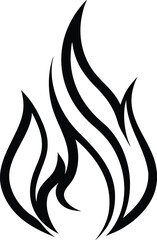 Abstract black flame icon design illustrating energy and heat for various concepts