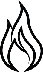 Abstract minimalist flame icon single line silhouette vector logo design