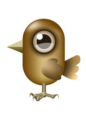 Un personaje adorable de un pájaro en vista lateral aislado sobre un fondo blanco. Ilustración de vector