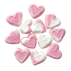 Obraz premium Heart shaped marshmallows with pink and white 