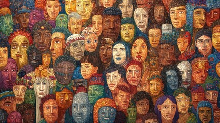 A Tapestry of Humanity: A vibrant mosaic of faces celebrating diversity and cultural richness.